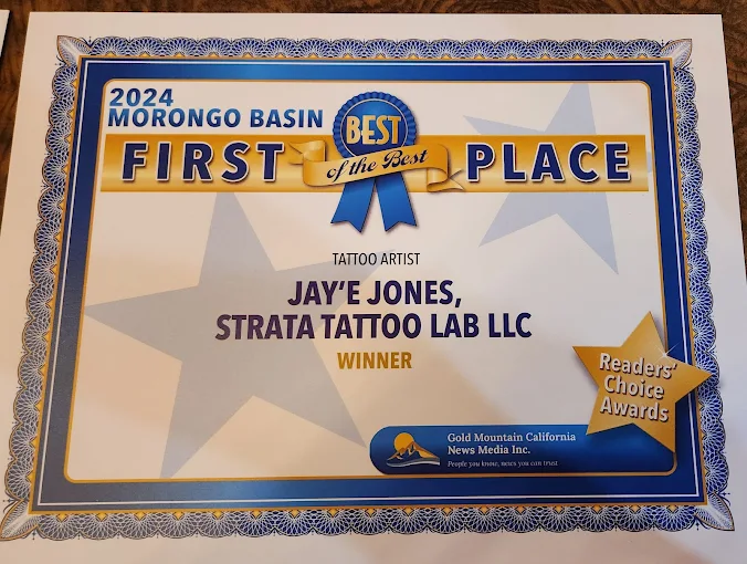 2024 first place tattoo artist award for Jaye Jones