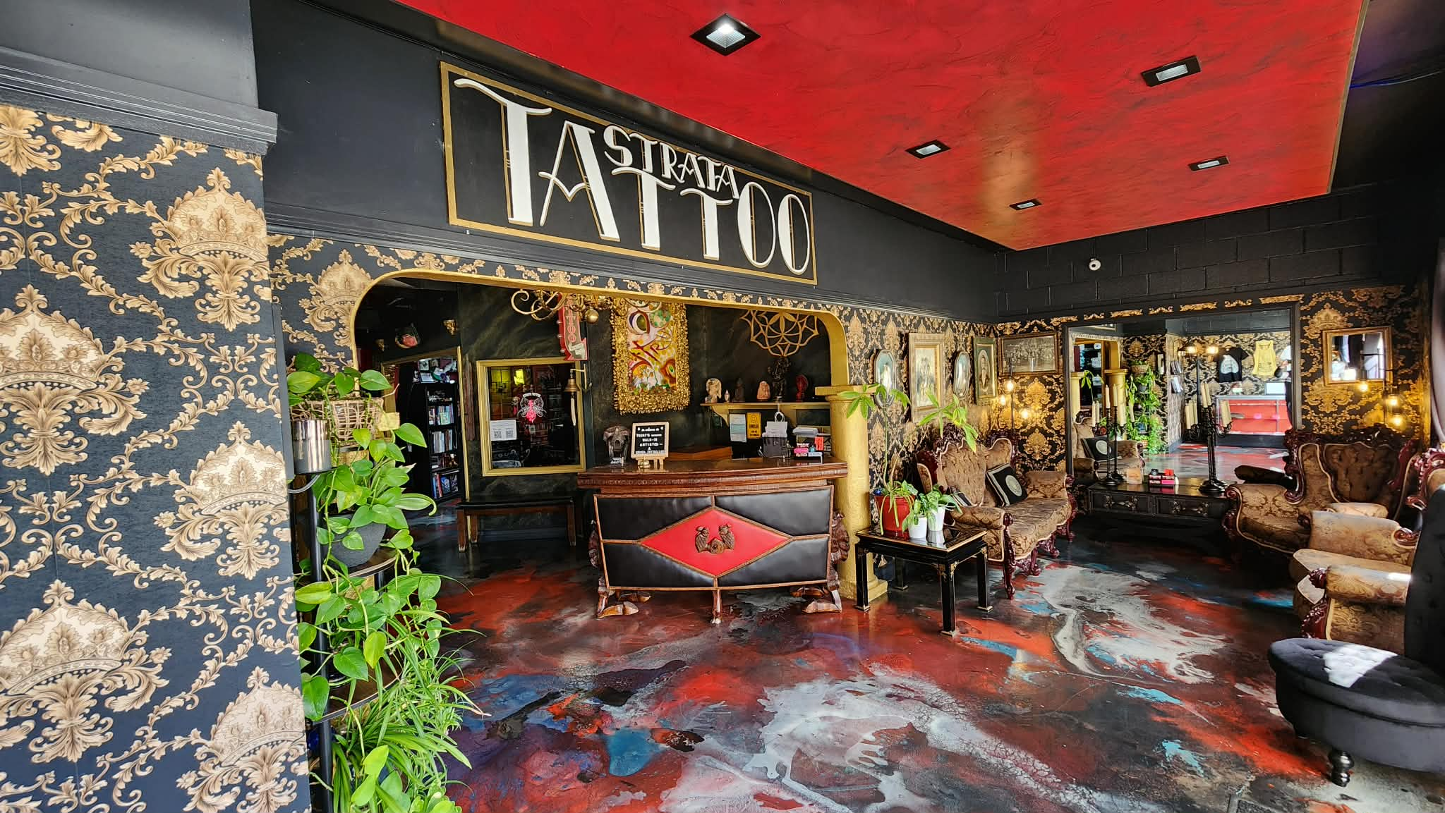 Front room and reception area inside Strata Tattoo Lab